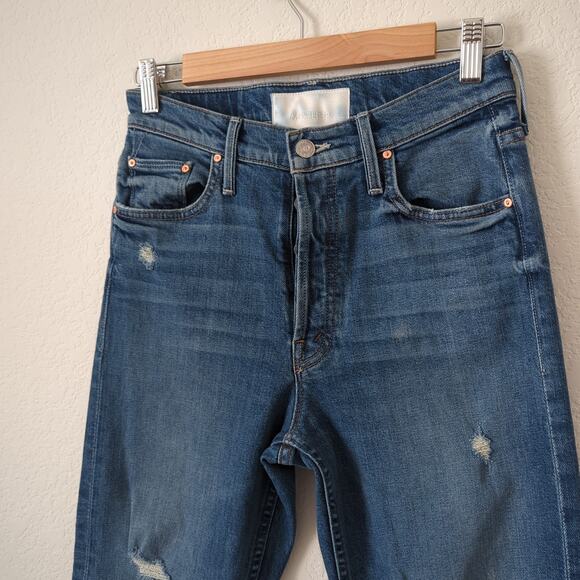 MOTHER Superior Jeans Womens 27 Tomcat Undone Hem Fringe High Rise Distressed - Picture 4 of 11